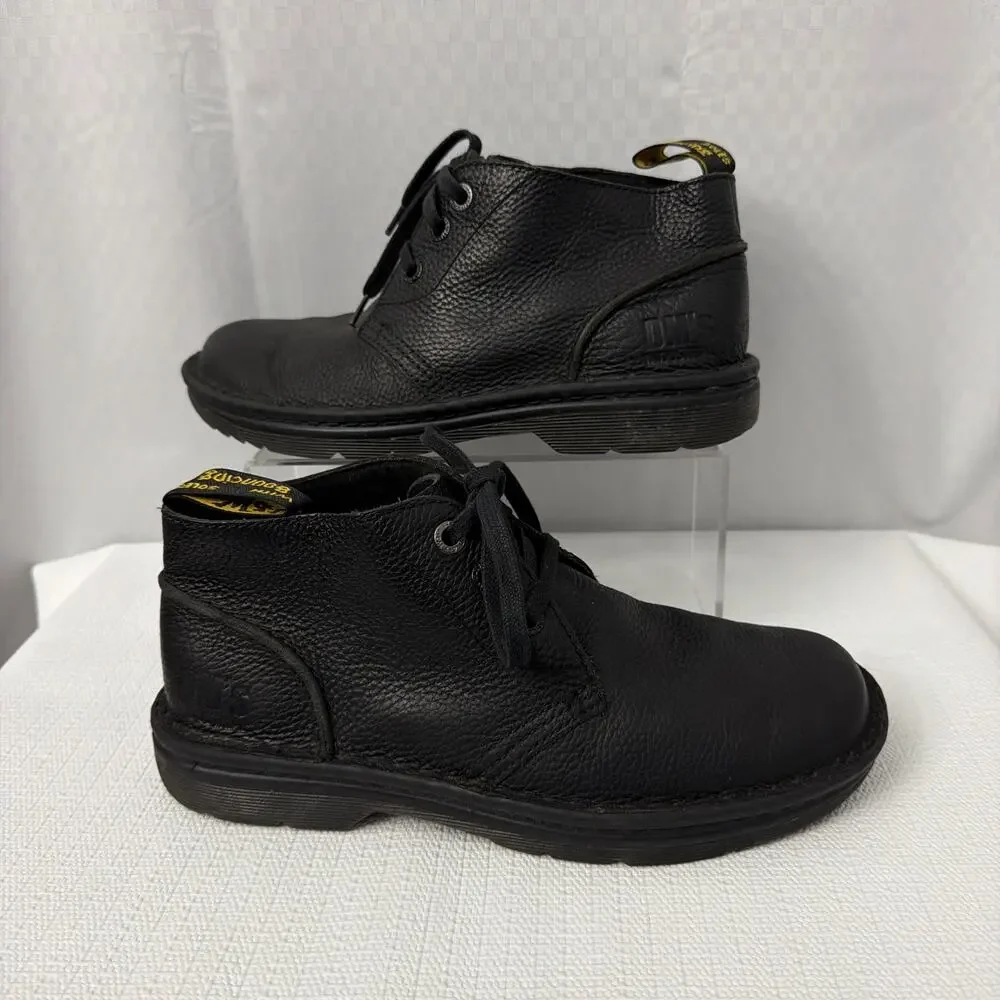 Dr Martens Boots Mens Size 8 Sussex Black Classic Leather Lace Up Ankle Chukka